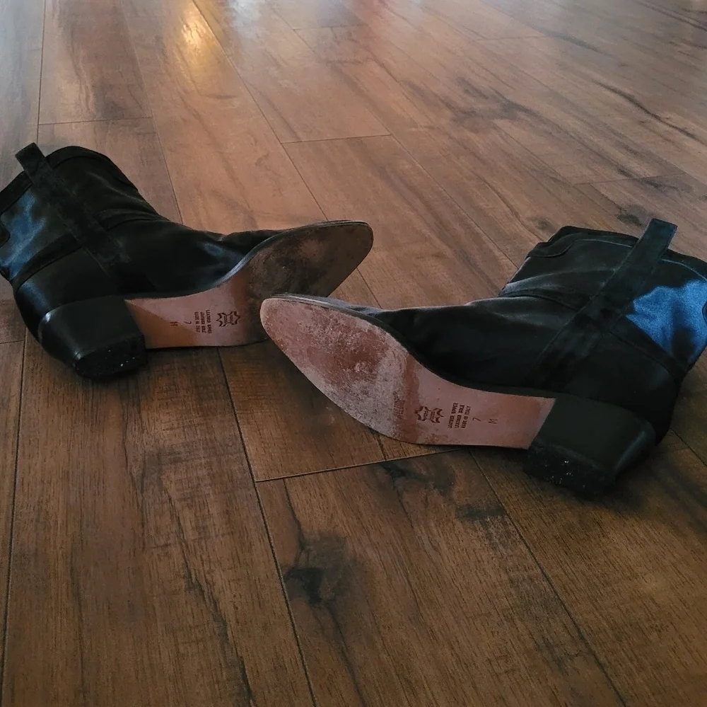Vintage - Allure Black Nylon and Suede with Gold‎ Button Accent Ankle Boots